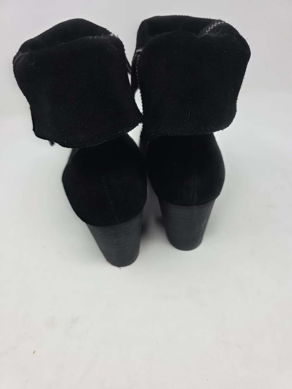 Adam Tucker by Me Too Black Suede Ankle Boots Women’s 7.5M Side Zip Foldover